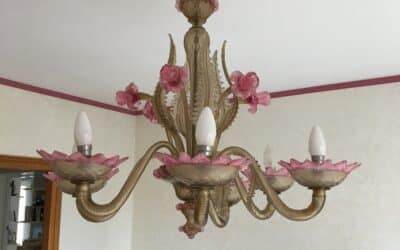 lustre en verre de Venise Murano a 6 branchess